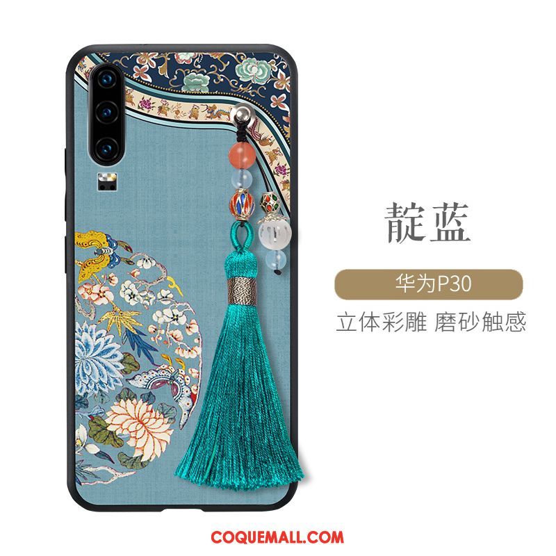 Étui Huawei P30 Palais Très Mince Style Chinois, Coque Huawei P30 Incassable Silicone