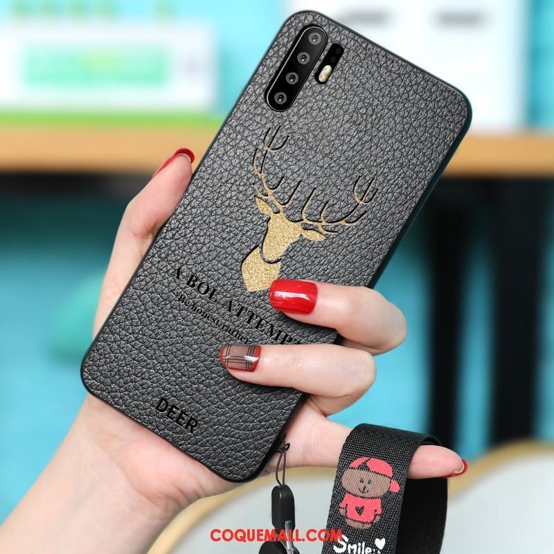 Étui Huawei P30 Pro Amoureux Noir Peau Douce, Coque Huawei P30 Pro Ornements Suspendus Incassable