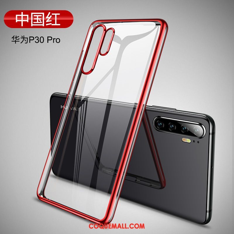 Étui Huawei P30 Pro Net Rouge Téléphone Portable Transparent, Coque Huawei P30 Pro Personnalité Incassable