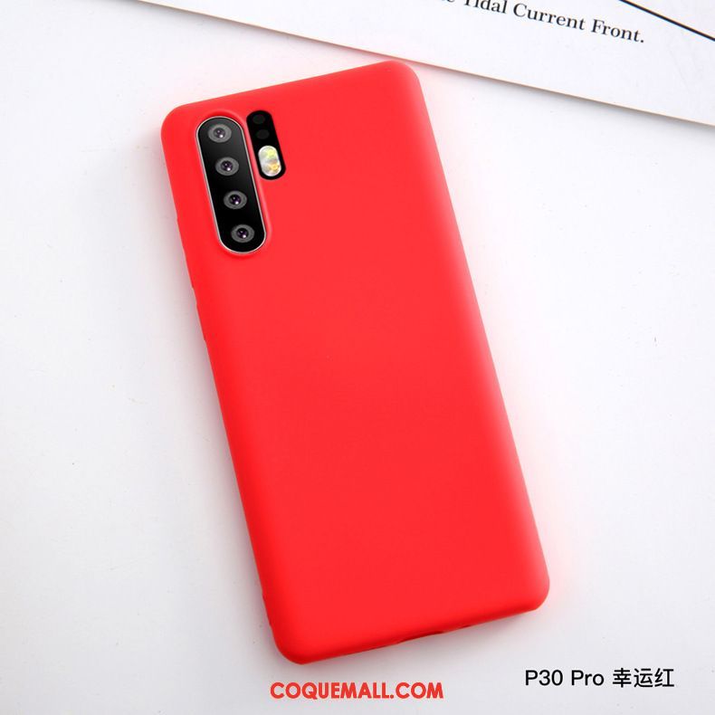 Étui Huawei P30 Pro Téléphone Portable Rouge Fluide Doux, Coque Huawei P30 Pro Très Mince Protection