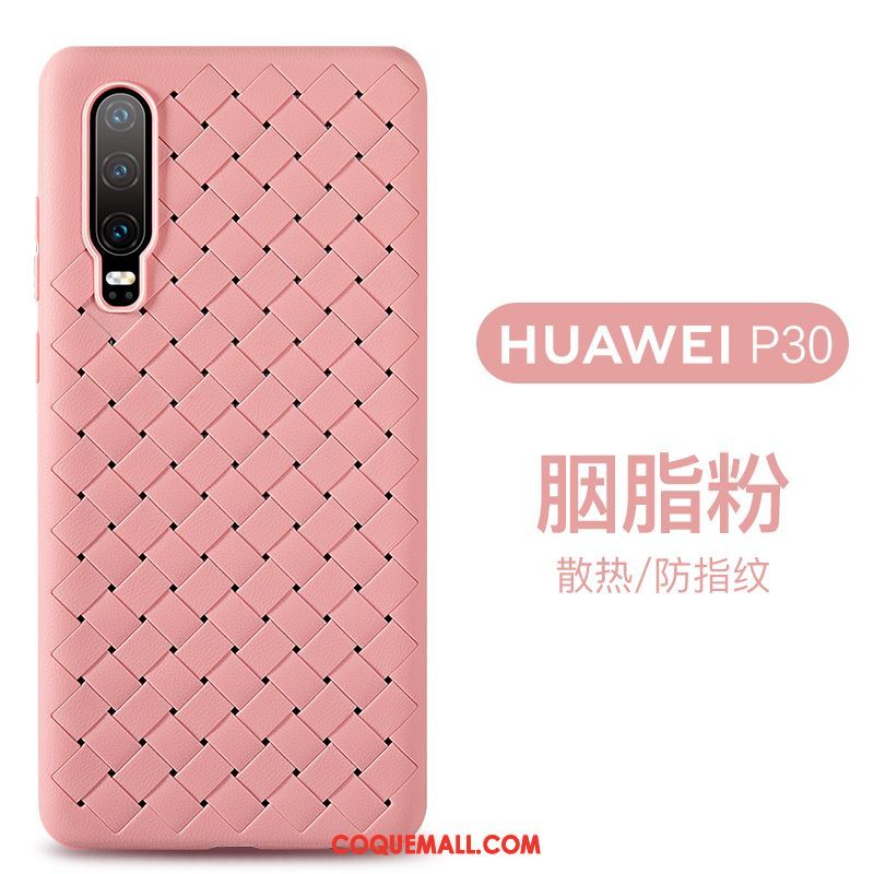 Étui Huawei P30 Rose Modèle Fleurie Business, Coque Huawei P30 Tissage Téléphone Portable