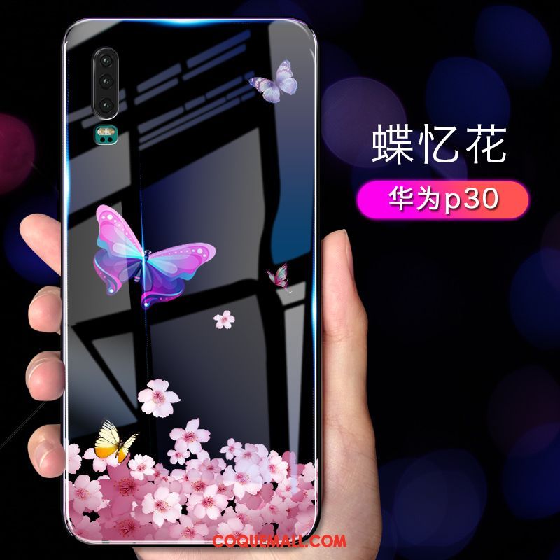Étui Huawei P30 Rose Petit Frais, Coque Huawei P30 Personnalité Légère