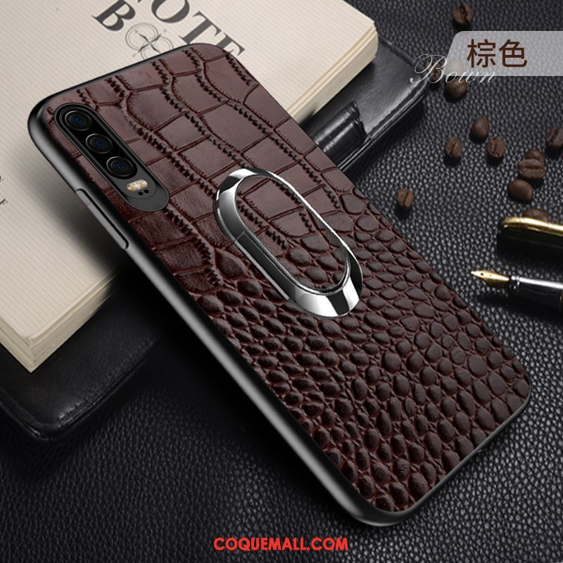 Étui Huawei P30 Support En Cuir Légères, Coque Huawei P30 Personnalité Tout Compris Braun