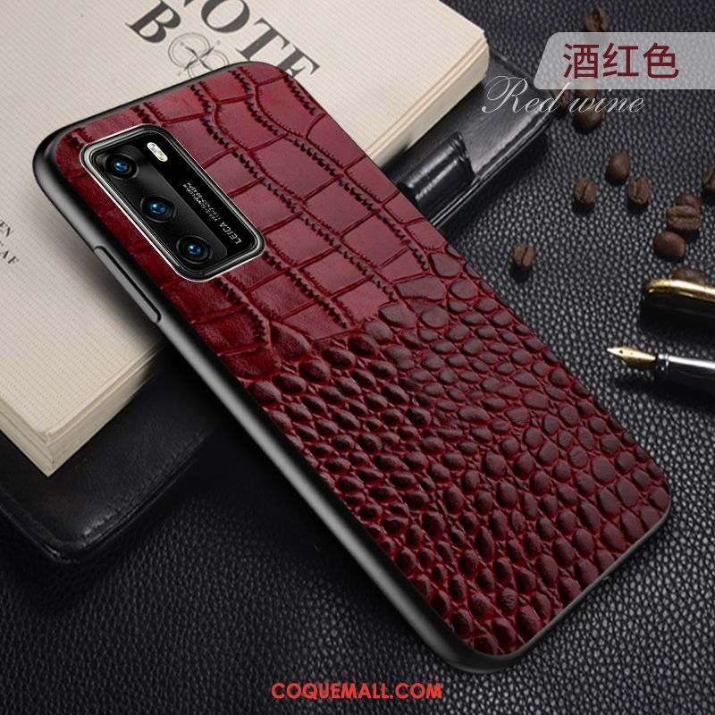 Étui Huawei P40 Créatif Cuir Véritable Support, Coque Huawei P40 Téléphone Portable Marque De Tendance