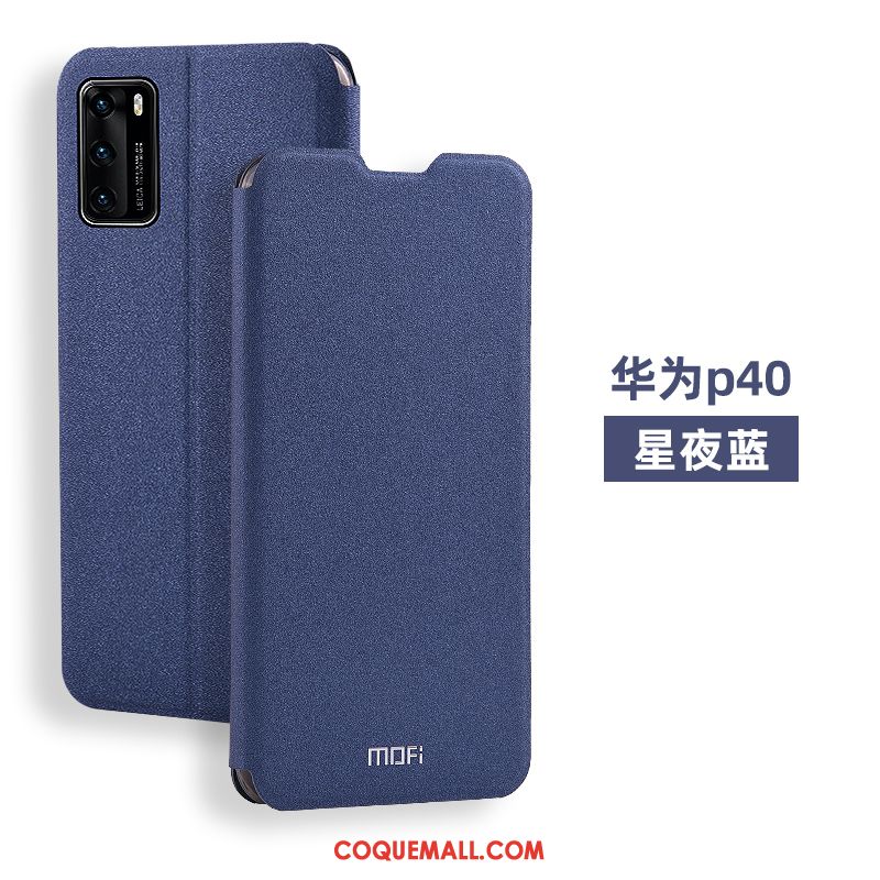 Étui Huawei P40 Délavé En Daim Bleu Silicone, Coque Huawei P40 Incassable Protection