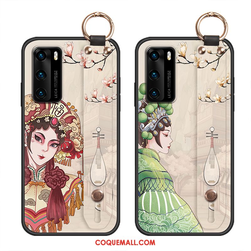 Étui Huawei P40 Fluide Doux Vintage Opéra De Pékin, Coque Huawei P40 Protection Style Chinois