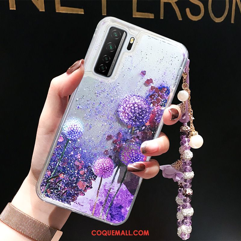 Étui Huawei P40 Lite 5g Quicksand Silicone Violet, Coque Huawei P40 Lite 5g Ornements Suspendus Liquide