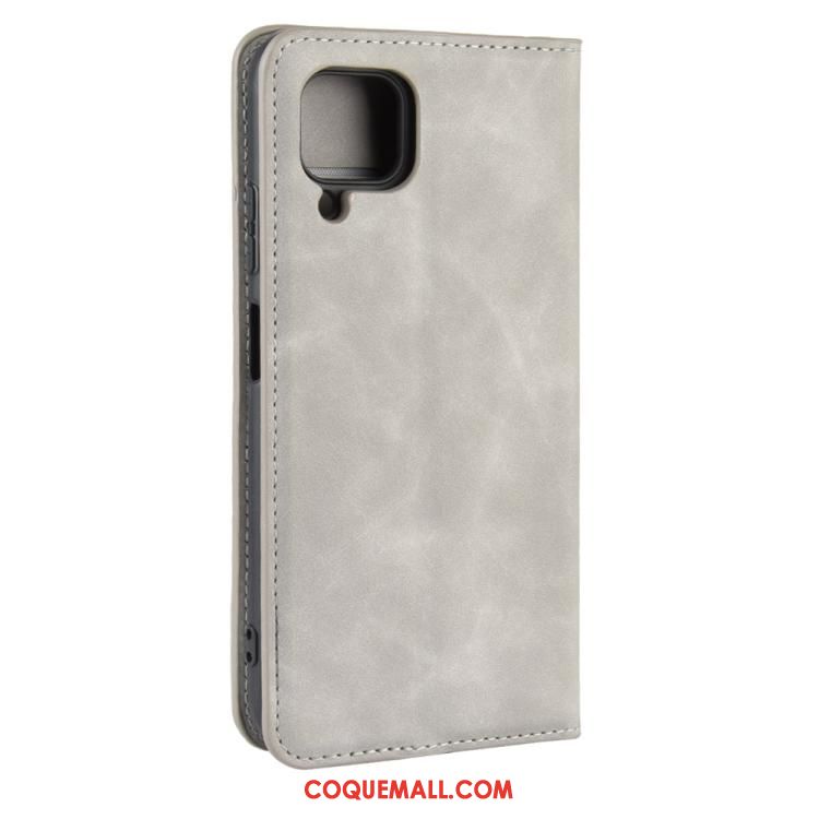 Étui Huawei P40 Lite Business Gris En Cuir, Coque Huawei P40 Lite Portefeuille Clamshell