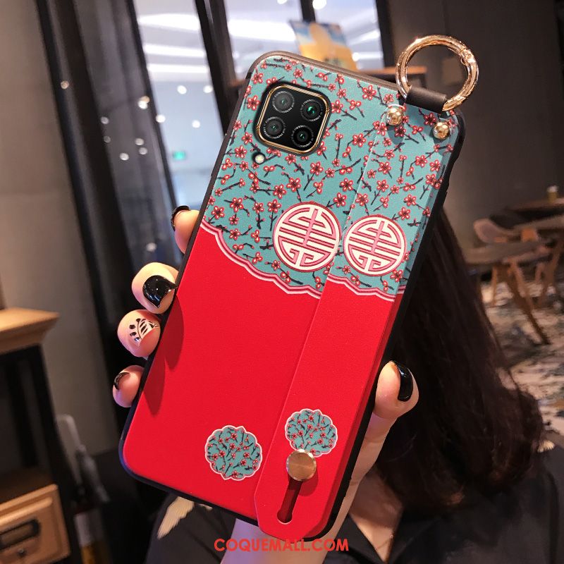 Étui Huawei P40 Lite Délavé En Daim Fluide Doux Marque De Tendance, Coque Huawei P40 Lite Net Rouge Style Chinois