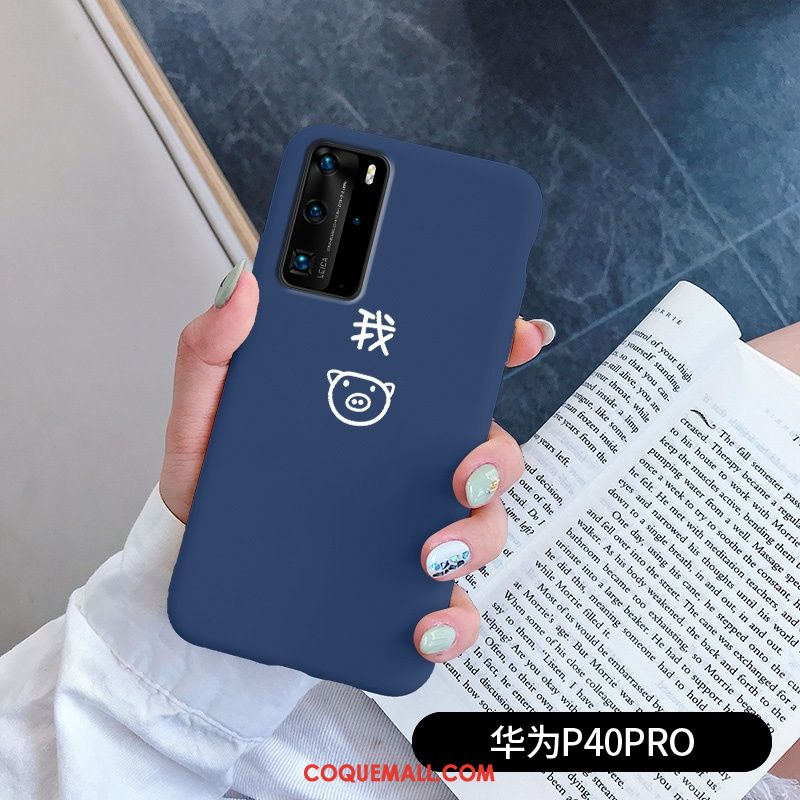 Étui Huawei P40 Pro Créatif Très Mince Bleu, Coque Huawei P40 Pro Téléphone Portable Silicone