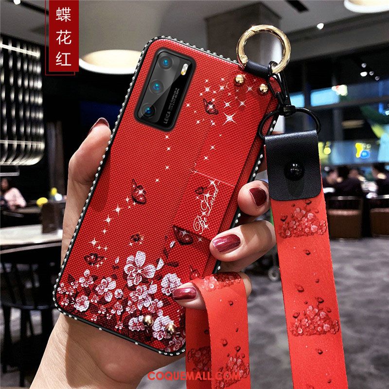 Étui Huawei P40 Tout Compris Téléphone Portable Fleur, Coque Huawei P40 Délavé En Daim Incassable