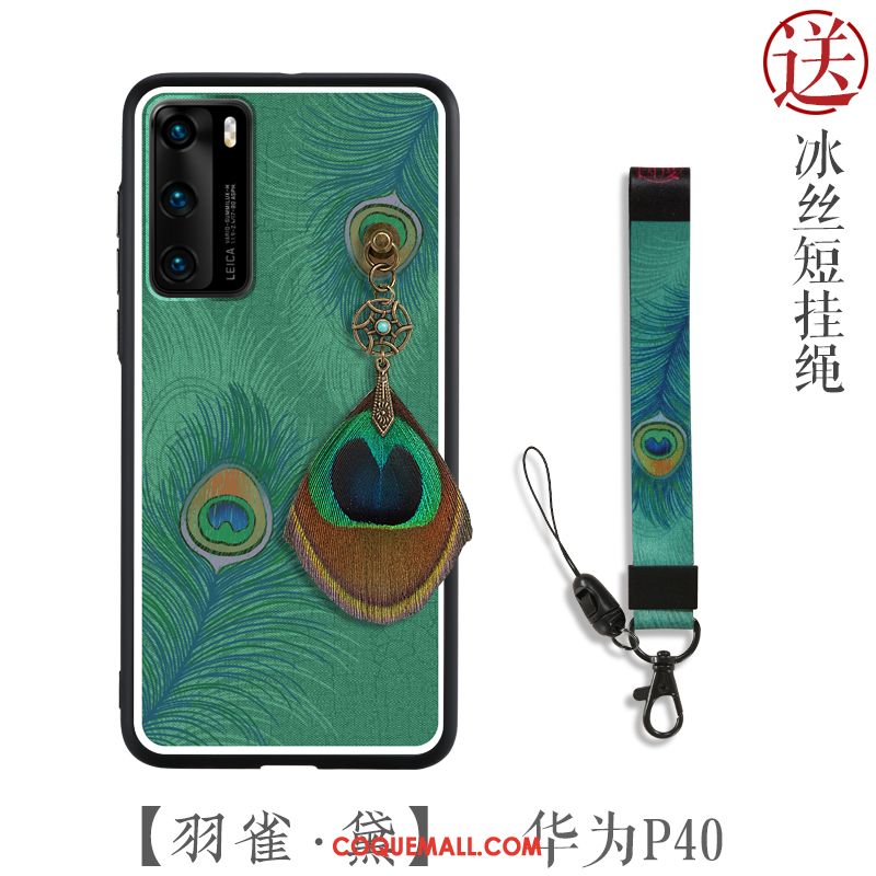 Étui Huawei P40 Téléphone Portable Vert Luxe, Coque Huawei P40 Créatif Ornements Suspendus