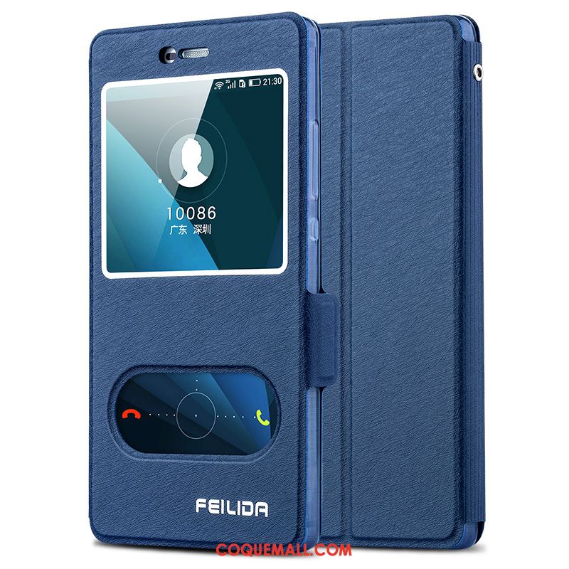 Étui Huawei P8 Haute Clamshell Téléphone Portable, Coque Huawei P8 Bleu Silicone