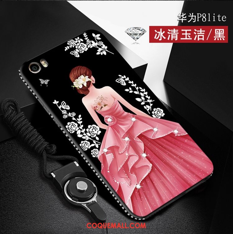 Étui Huawei P8 Lite Jeunesse Noir Silicone, Coque Huawei P8 Lite Strass Dessin Animé