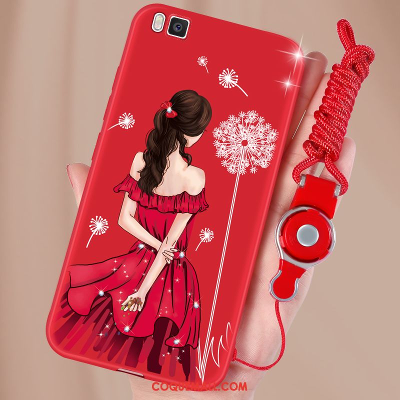 Étui Huawei P8 Silicone Gaufrage Rouge, Coque Huawei P8 Incassable Téléphone Portable