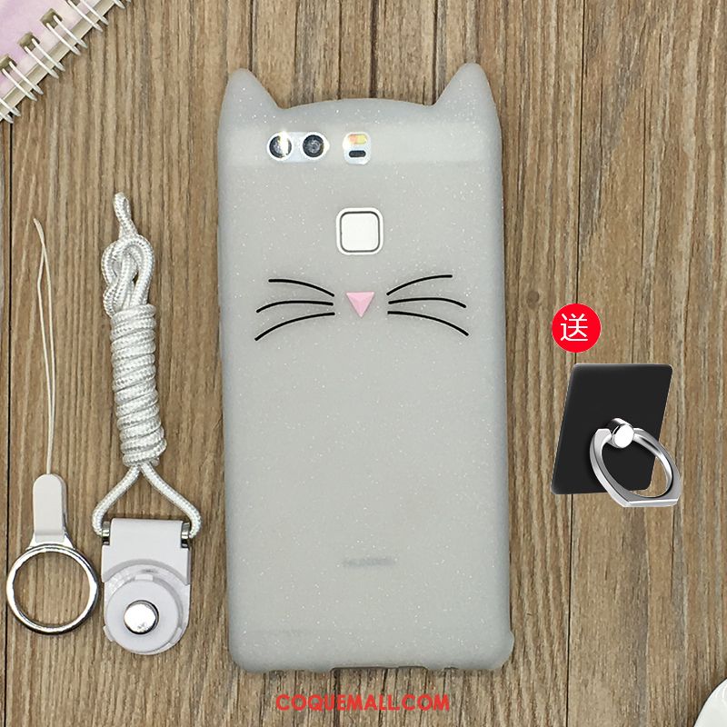 Étui Huawei P9 Blanc Fluide Doux Incassable, Coque Huawei P9 Charmant Dessin Animé