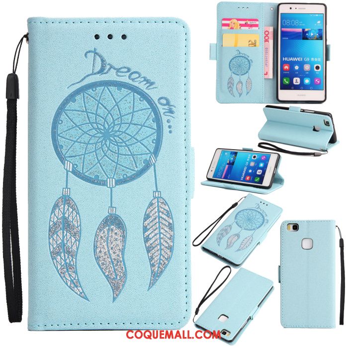 Étui Huawei P9 Lite Protection Bleu Clamshell, Coque Huawei P9 Lite Téléphone Portable Ornements Suspendus