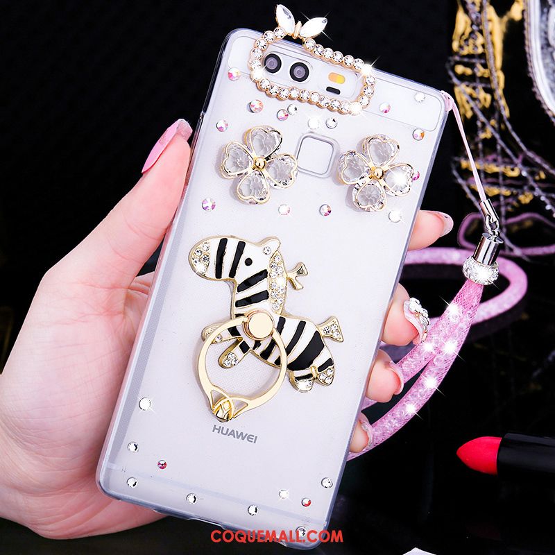 Étui Huawei P9 Plus Noir Pu Fluide Doux, Coque Huawei P9 Plus Téléphone Portable Strass