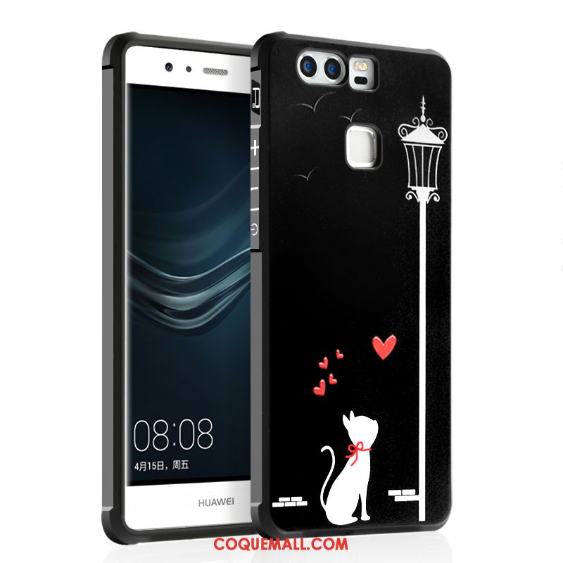 Étui Huawei P9 Plus Pu Téléphone Portable Dessin Animé, Coque Huawei P9 Plus Personnalité Noir