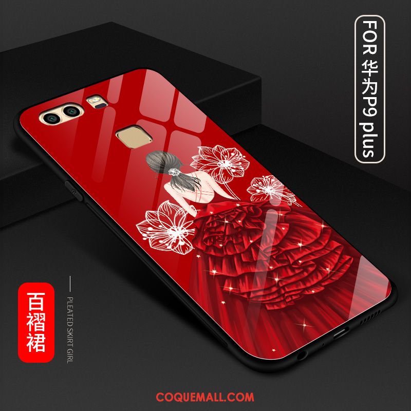 Étui Huawei P9 Plus Rouge Téléphone Portable Incassable, Coque Huawei P9 Plus Verre