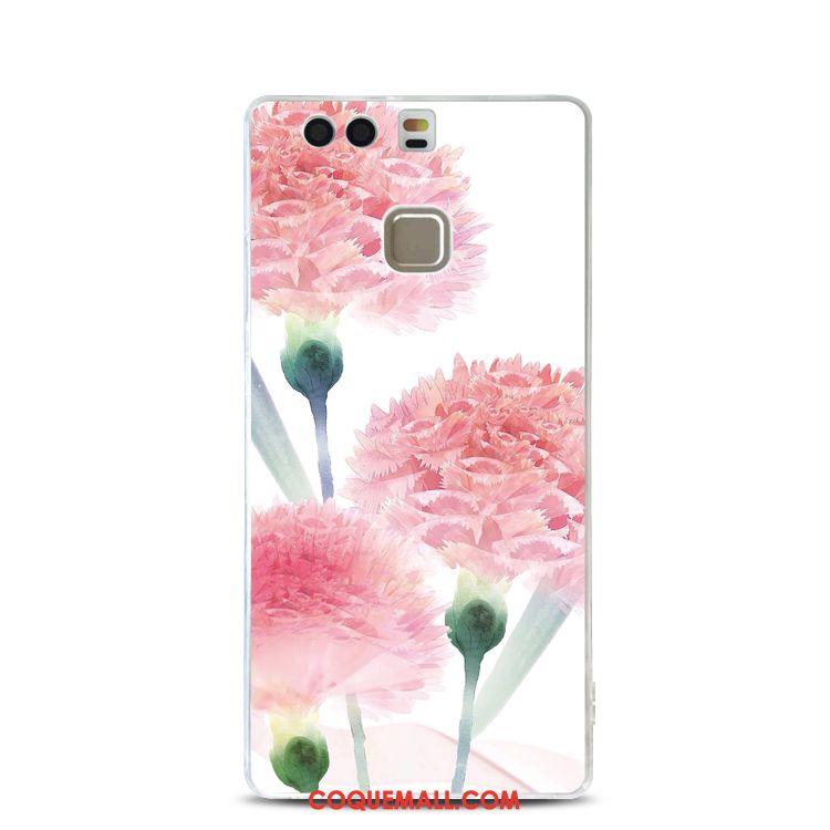 Étui Huawei P9 Silicone Rose Protection, Coque Huawei P9 Fleur Rose