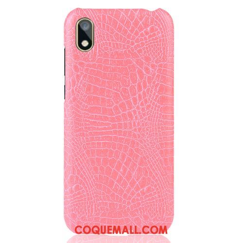 Étui Huawei Y5 2019 Difficile Business Vintage, Coque Huawei Y5 2019 Crocodile Modèle Rose