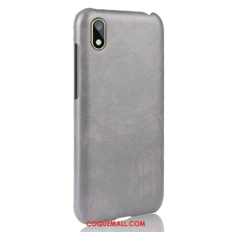 Étui Huawei Y5 2019 Gris Protection Litchi, Coque Huawei Y5 2019 Difficile Cuir