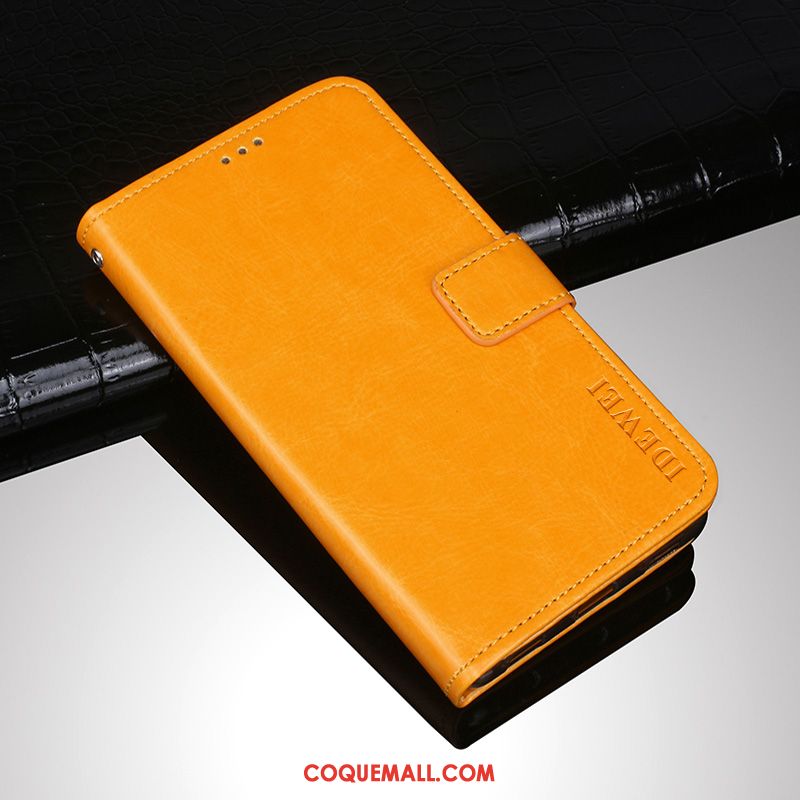 Étui Huawei Y5 2019 Protection Incassable Téléphone Portable, Coque Huawei Y5 2019 Jaune En Cuir