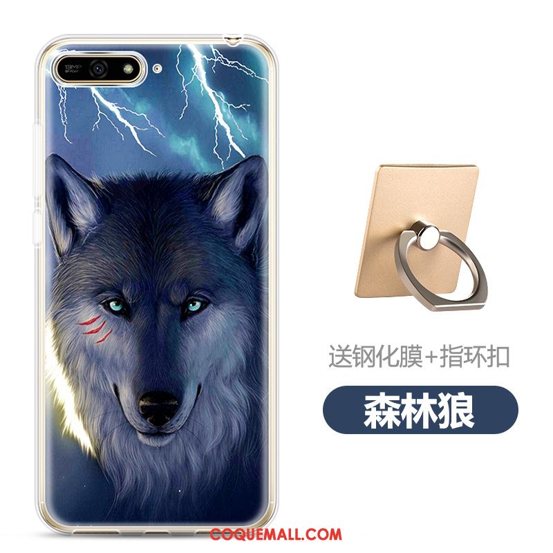 Étui Huawei Y6 2018 Bleu Marin Transparent Fluide Doux, Coque Huawei Y6 2018 Dessin Animé Tempérer