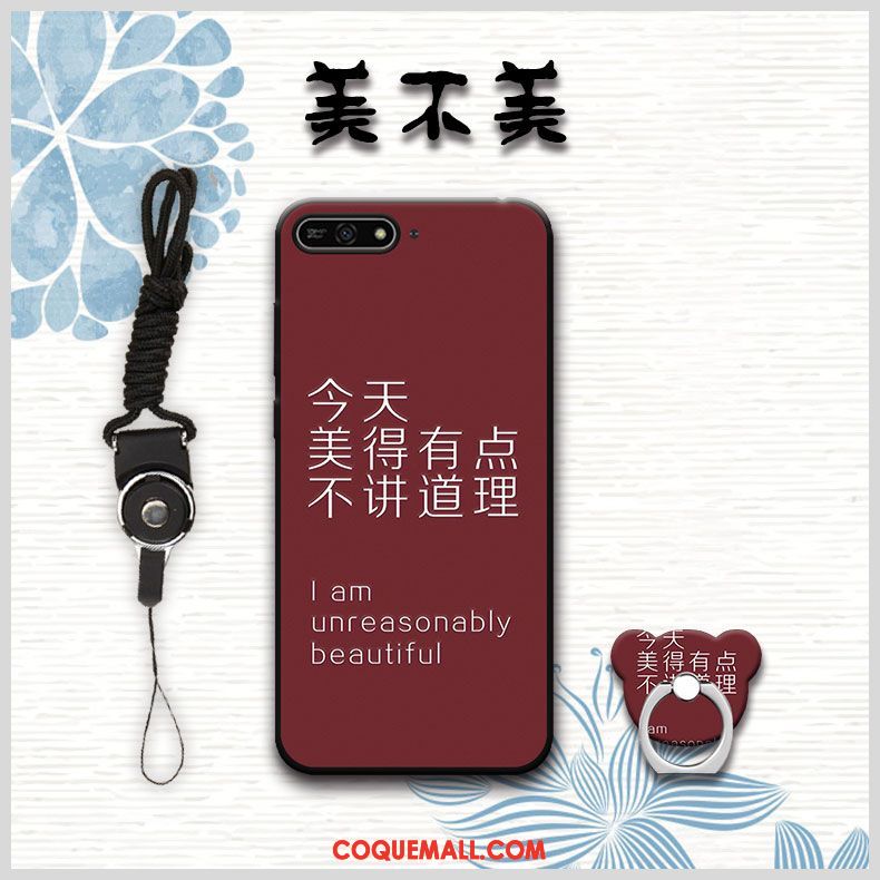 Étui Huawei Y6 2018 Rouge Fluide Doux Incassable, Coque Huawei Y6 2018 Ornements Suspendus Téléphone Portable