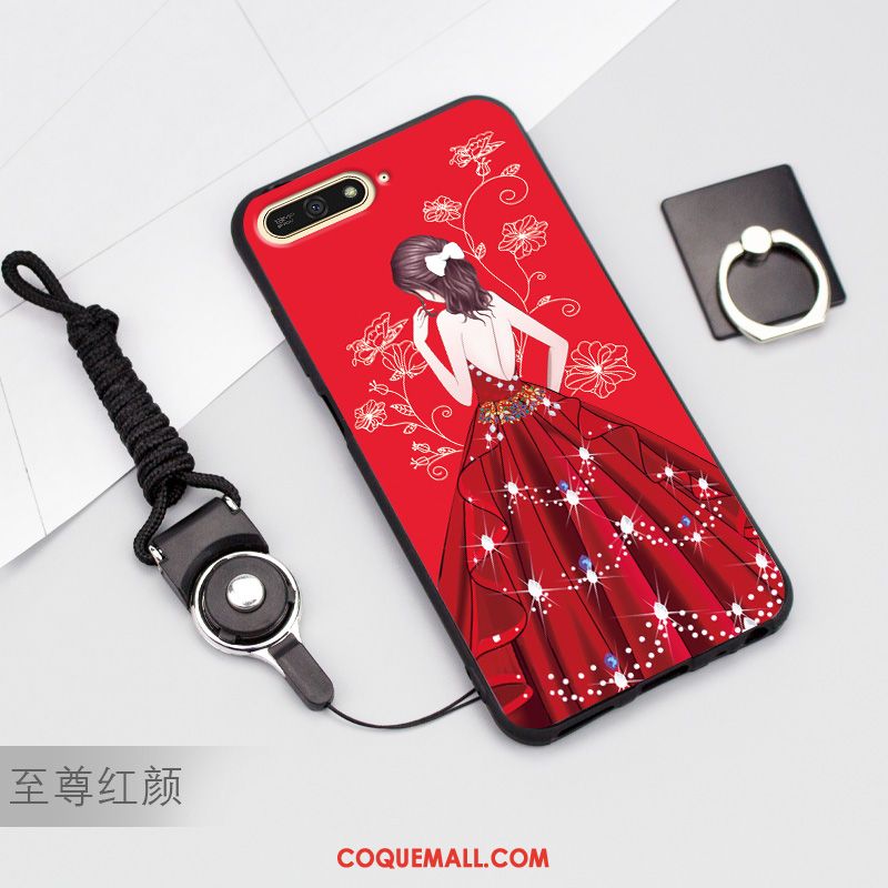 Étui Huawei Y6 2018 Rouge Téléphone Portable Silicone, Coque Huawei Y6 2018 Protection