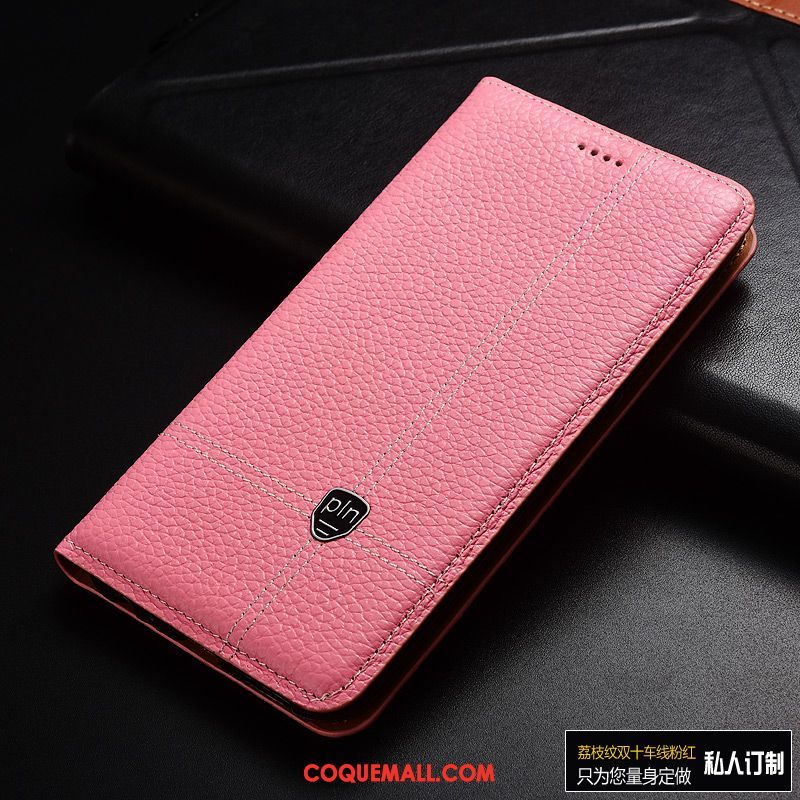 Étui Huawei Y6 2019 Cuir Véritable Protection Clamshell, Coque Huawei Y6 2019 Incassable En Cuir