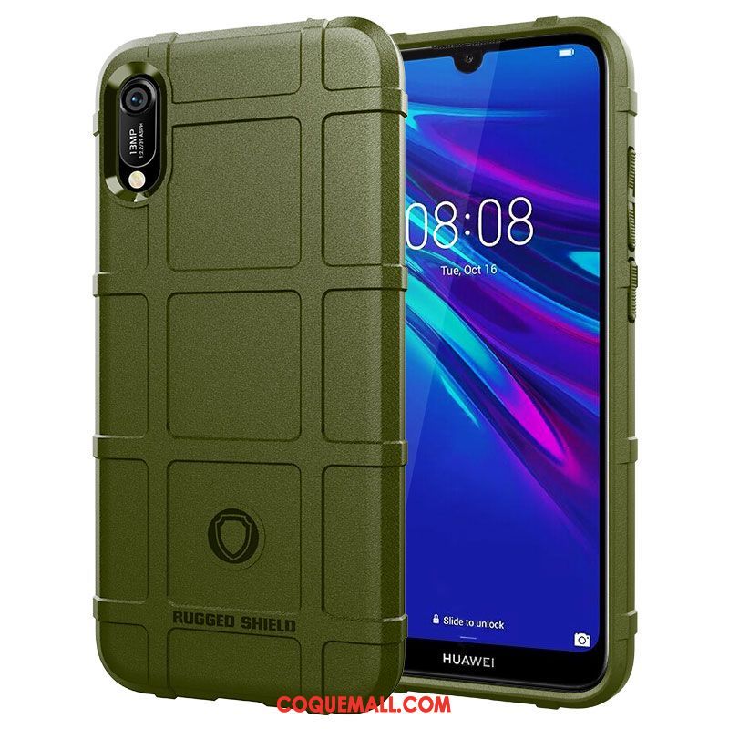 Étui Huawei Y6 2019 Personnalité Silicone Vert, Coque Huawei Y6 2019 Tendance Téléphone Portable