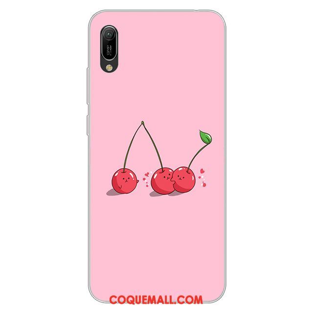 Étui Huawei Y6 2019 Protection Dessin Animé Incassable, Coque Huawei Y6 2019 Fluide Doux Rose