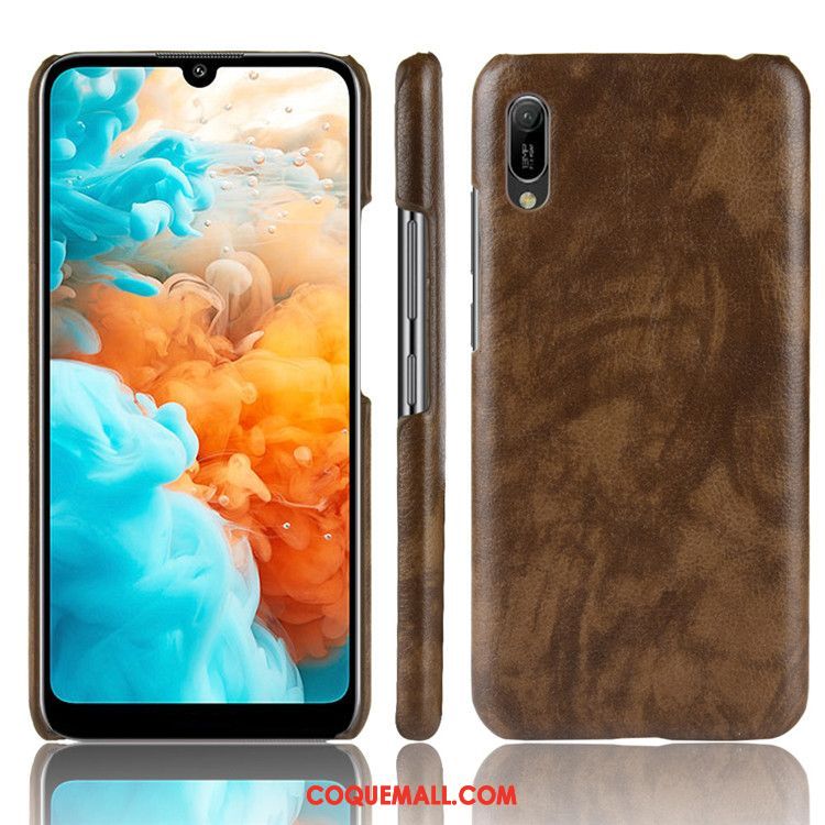 Étui Huawei Y6 2019 Protection Modèle Fleurie Litchi, Coque Huawei Y6 2019 Téléphone Portable Difficile Braun