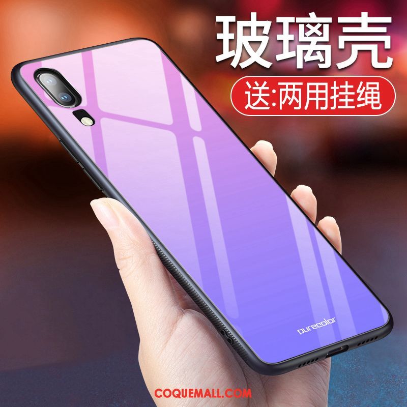 Étui Huawei Y6 2019 Verre Trempé Tout Compris Incassable, Coque Huawei Y6 2019 Miroir Violet