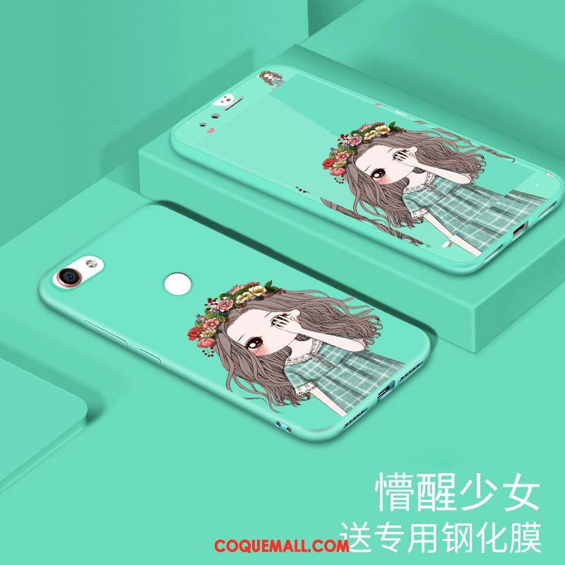 Étui Huawei Y6 Pro 2017 Tempérer Membrane Téléphone Portable, Coque Huawei Y6 Pro 2017 Dessin Animé Vert