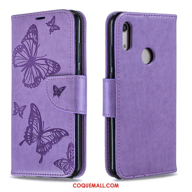 Étui Huawei Y6s Téléphone Portable Violet Ornements Suspendus, Coque Huawei Y6s Protection Gaufrage