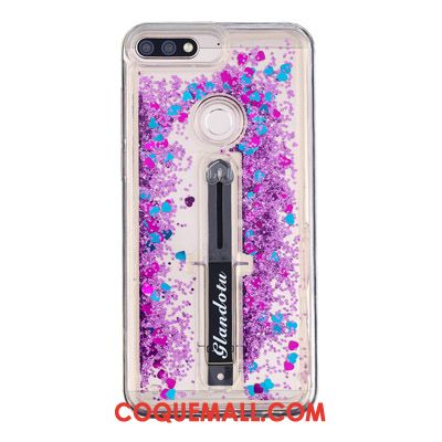 Étui Huawei Y7 2018 Fluide Doux Rose Téléphone Portable, Coque Huawei Y7 2018 Quicksand Violet