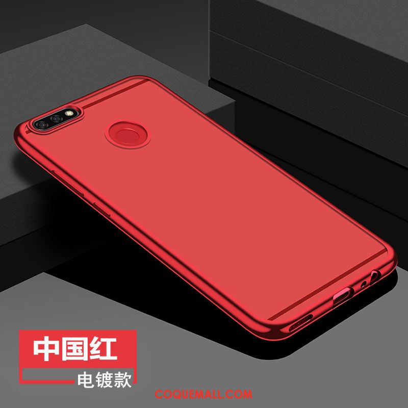 Étui Huawei Y7 2018 Protection Incassable Rouge, Coque Huawei Y7 2018 Silicone Anneau