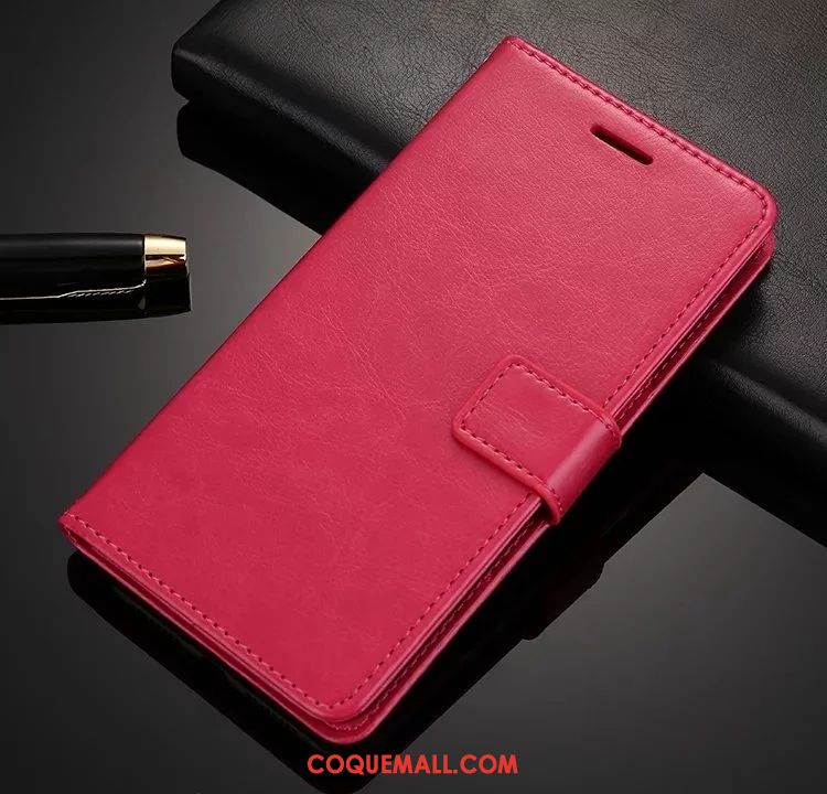 Étui Huawei Y7 2018 Rouge Protection Étui En Cuir, Coque Huawei Y7 2018 Clamshell Téléphone Portable