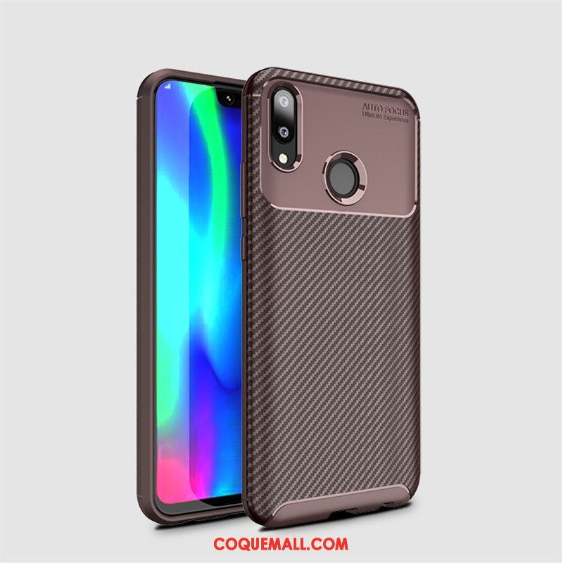 Étui Huawei Y7 2019 Fibre Fluide Doux Modèle Fleurie, Coque Huawei Y7 2019 Jeunesse Antidérapant Braun