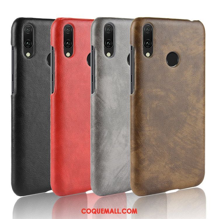 Étui Huawei Y7 2019 Modèle Fleurie Protection Téléphone Portable, Coque Huawei Y7 2019 Litchi Difficile Braun