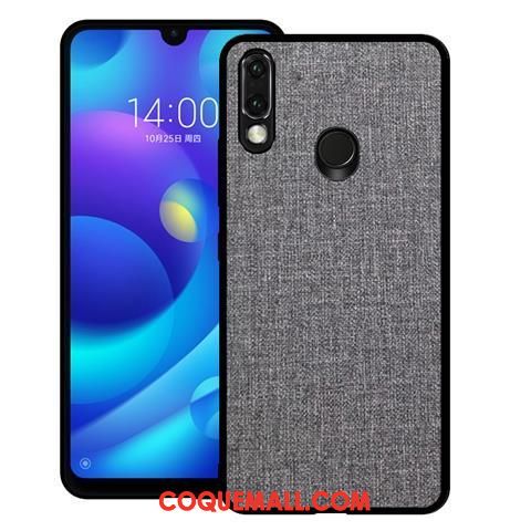 Étui Huawei Y7 2019 Tissu Cuir Difficile, Coque Huawei Y7 2019 Gris Protection