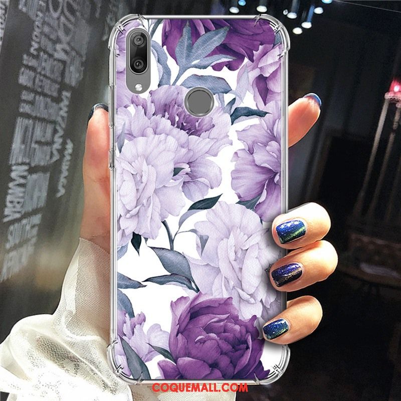 Étui Huawei Y7 2019 Téléphone Portable Incassable Ballon, Coque Huawei Y7 2019 Silicone Violet