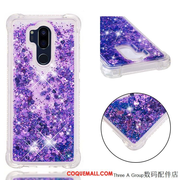 Étui Lg G7 Thinq Violet Rose Personnalité, Coque Lg G7 Thinq Quicksand Protection