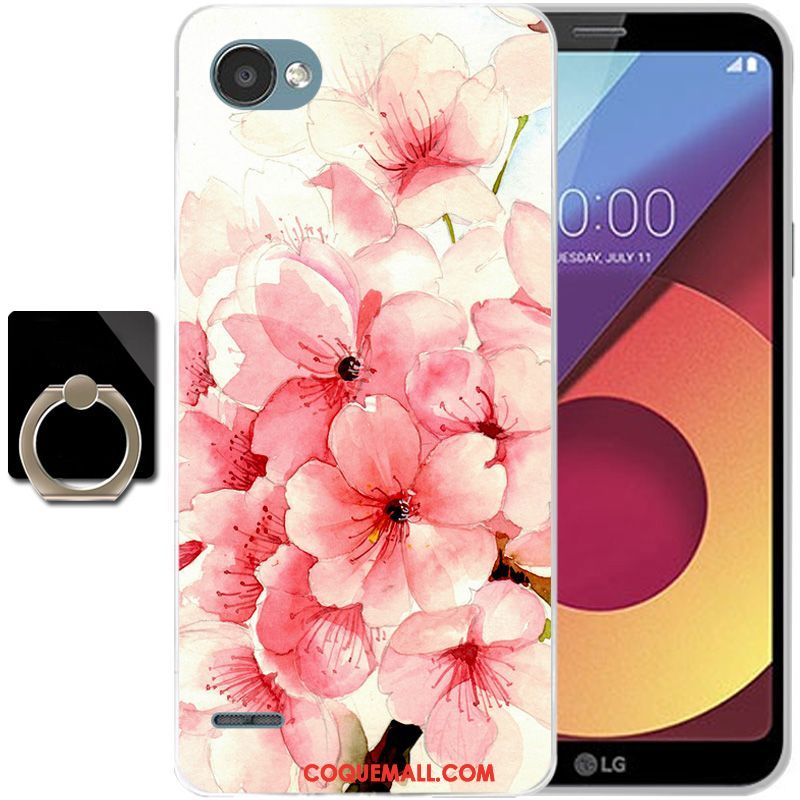 Étui Lg Q6 Rose Art Protection, Coque Lg Q6 Silicone Dessin Animé