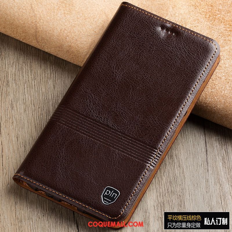 Étui Lg Q7 Étui En Cuir Cuir Véritable Tout Compris, Coque Lg Q7 Téléphone Portable Europe Braun