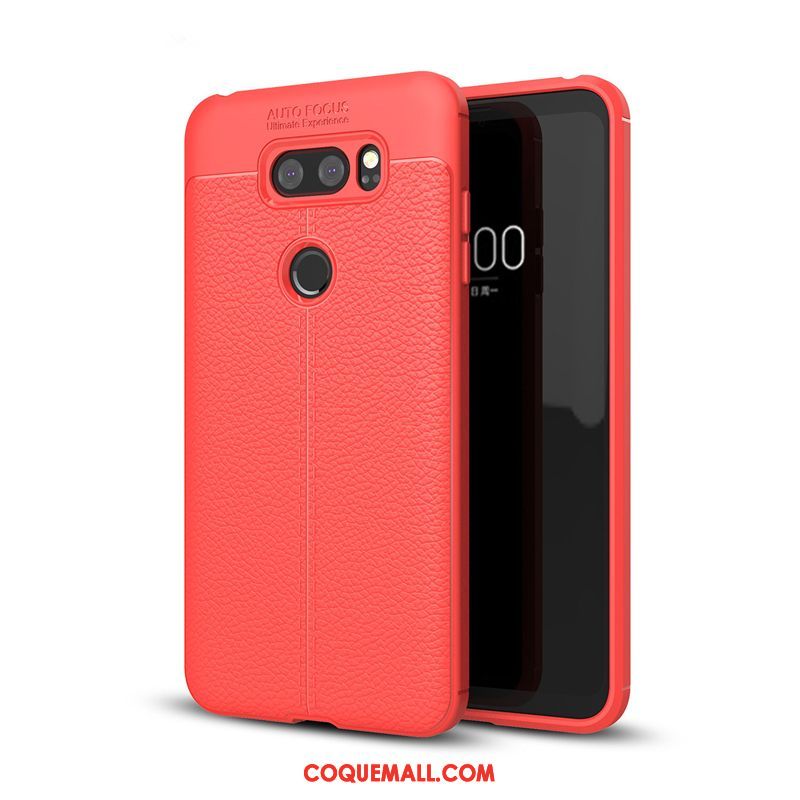 Étui Lg V30 Incassable Protection Rouge, Coque Lg V30 Fluide Doux Étoile