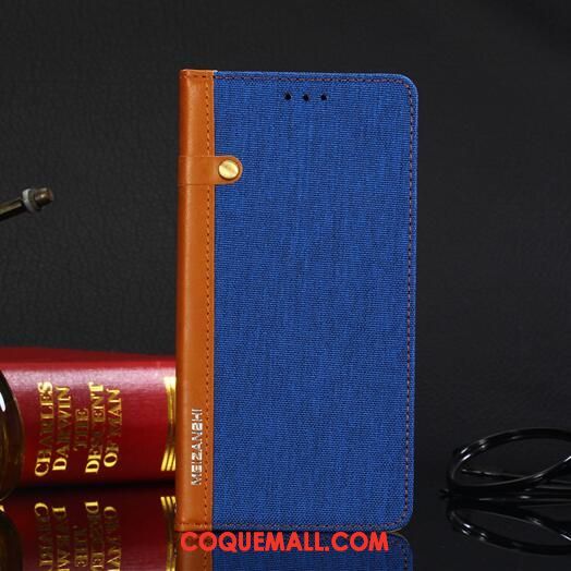 Étui Moto E5 Bleu Téléphone Portable Étui En Cuir, Coque Moto E5 Protection Portefeuille